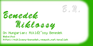 benedek miklossy business card